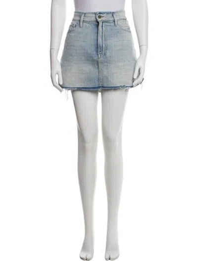 Pre-owned Frame Distressed Accents Mini Skirt In Blue