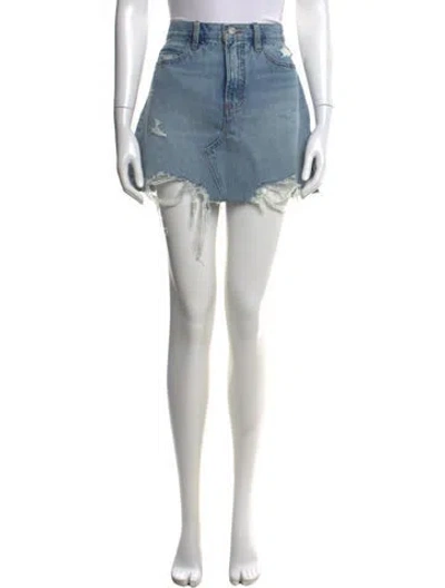 Pre-owned Frame Distressed Accents Mini Skirt In Blue
