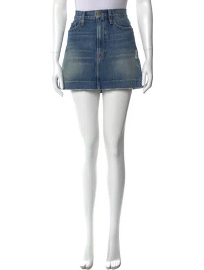 Pre-owned Frame Distressed Accents Mini Skirt In Blue