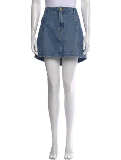 Pre-owned Frame Distressed Accents Mini Skirt In Blue