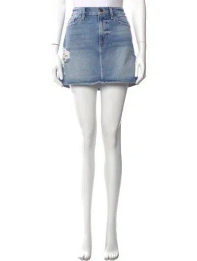Pre-owned Frame Distressed Accents Mini Skirt In Blue