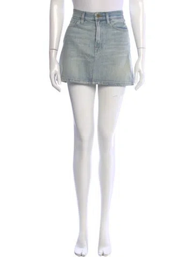 Pre-owned Frame Distressed Accents Mini Skirt In Blue