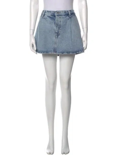 Pre-owned Frame Distressed Accents Mini Skirt In Blue
