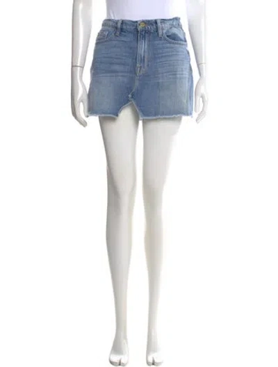 Pre-owned Frame Distressed Accents Mini Skirt In Blue