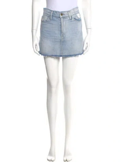 Pre-owned Frame Distressed Accents Mini Skirt In Blue