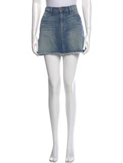 Pre-owned Frame Distressed Accents Mini Skirt In Blue