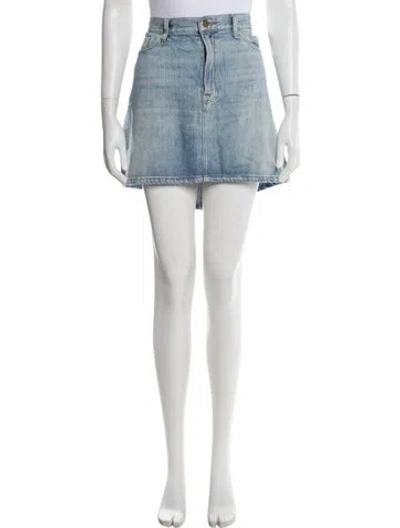 Pre-owned Frame Distressed Accents Mini Skirt In Blue