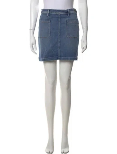 Pre-owned Frame Distressed Accents Mini Skirt In Blue