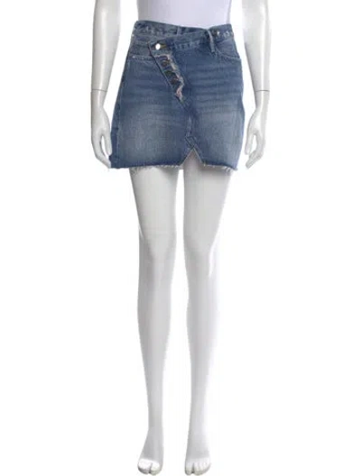 Pre-owned Frame Distressed Accents Mini Skirt In Blue