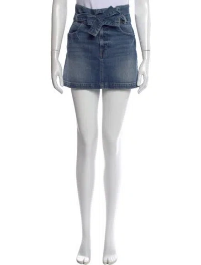Pre-owned Frame Distressed Accents Mini Skirt In Blue