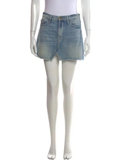 Pre-owned Frame Distressed Accents Mini Skirt In Blue