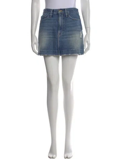 Pre-owned Frame Distressed Accents Mini Skirt In Blue
