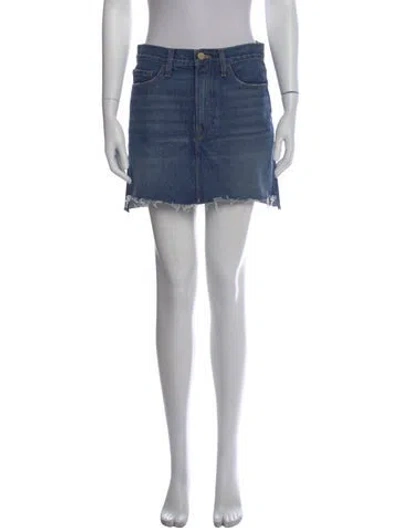 Pre-owned Frame Distressed Accents Mini Skirt In Blue