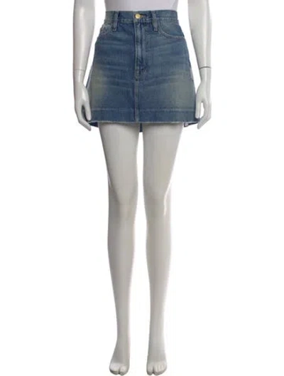 Pre-owned Frame Distressed Accents Mini Skirt In Blue