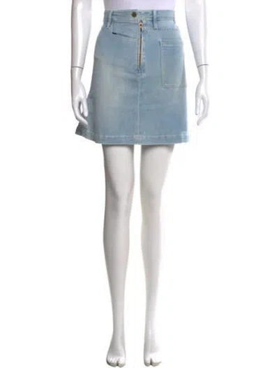Pre-owned Frame Distressed Accents Mini Skirt In Blue