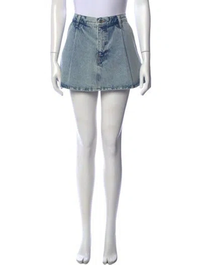 Pre-owned Frame Distressed Accents Mini Skirt In Blue