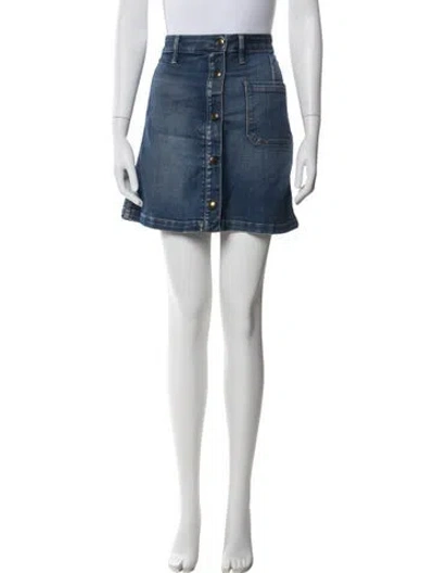 Pre-owned Frame Distressed Accents Mini Skirt In Blue