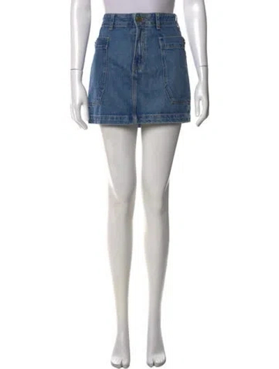 Pre-owned Frame Distressed Accents Mini Skirt In Blue