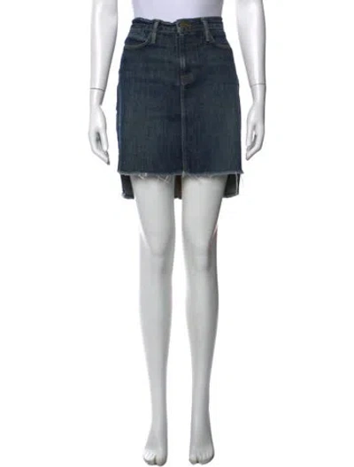 Pre-owned Frame Distressed Accents Mini Skirt In Blue