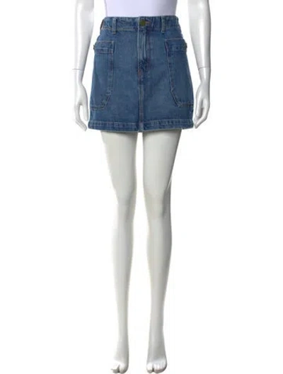 Pre-owned Frame Distressed Accents Mini Skirt In Blue