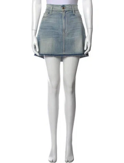 Pre-owned Frame Distressed Accents Mini Skirt In Blue