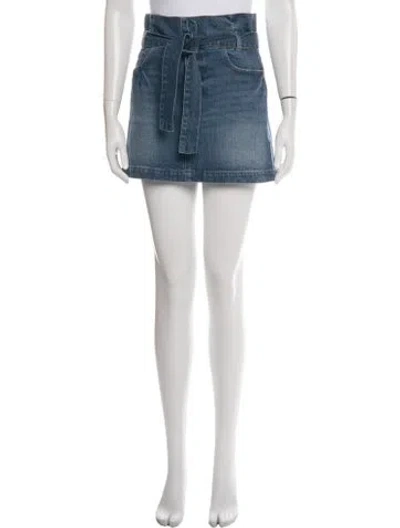 Pre-owned Frame Distressed Accents Mini Skirt In Blue
