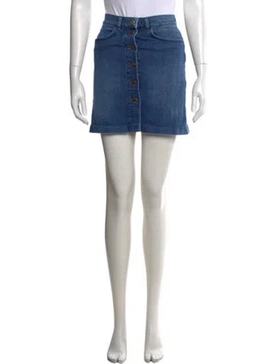 Pre-owned Frame Distressed Accents Mini Skirt In Blue