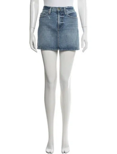 Pre-owned Frame Distressed Accents Mini Skirt In Blue