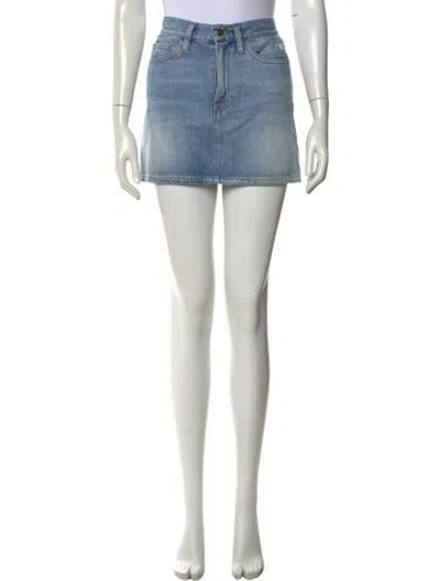 Pre-owned Frame Distressed Accents Mini Skirt In Blue