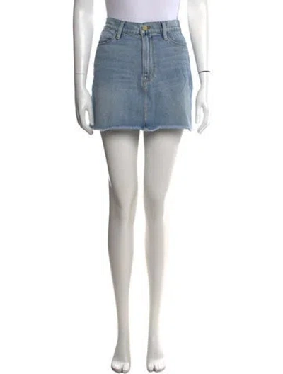 Pre-owned Frame Distressed Accents Mini Skirt In Blue