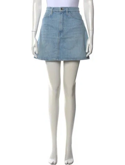 Pre-owned Frame Distressed Accents Mini Skirt In Blue