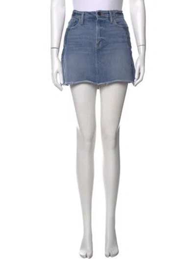 Pre-owned Frame Distressed Accents Mini Skirt In Blue