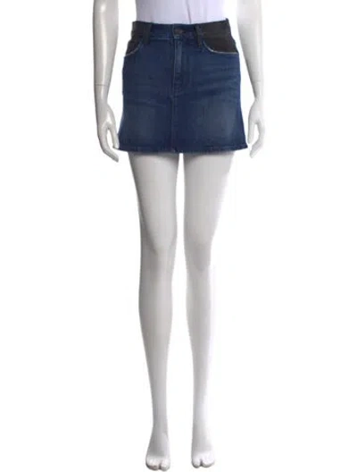 Pre-owned Frame Distressed Accents Mini Skirt In Blue