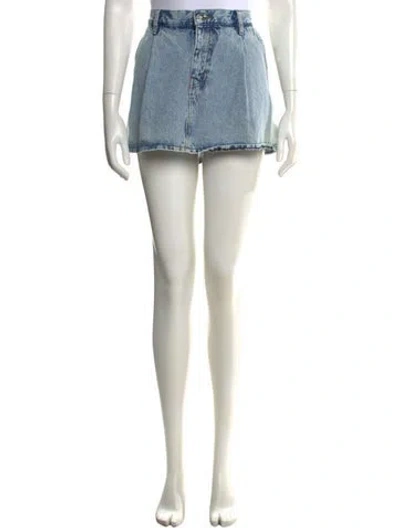 Pre-owned Frame Distressed Accents Mini Skirt In Blue