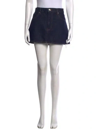 Pre-owned Frame Distressed Accents Mini Skirt In Blue