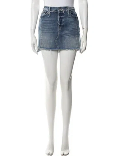 Pre-owned Frame Distressed Accents Mini Skirt In Blue