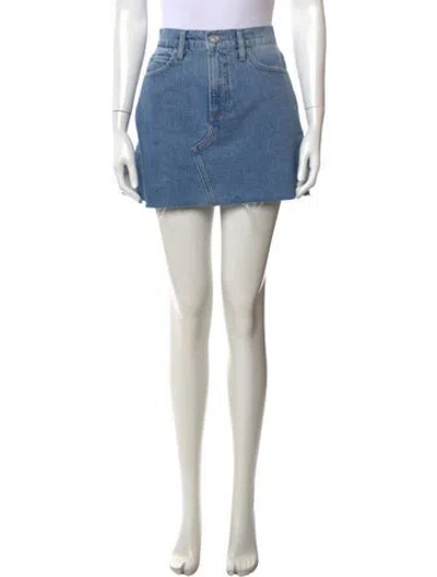 Pre-owned Frame Distressed Accents Mini Skirt In Blue