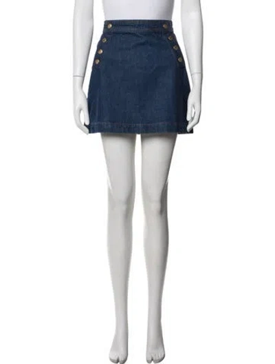 Pre-owned Frame Distressed Accents Mini Skirt In Blue