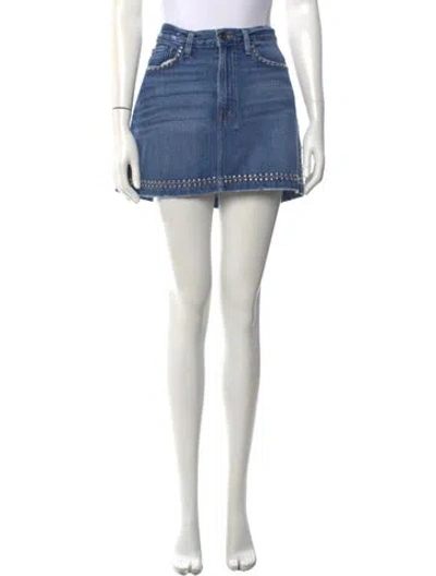 Pre-owned Frame Distressed Accents Mini Skirt In Blue