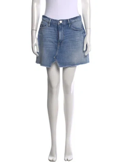 Pre-owned Frame Distressed Accents Mini Skirt In Blue