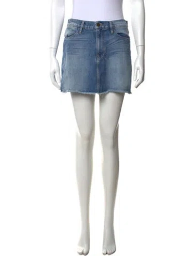 Pre-owned Frame Distressed Accents Mini Skirt In Blue