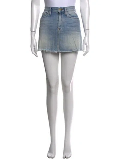 Pre-owned Frame Distressed Accents Mini Skirt In Blue