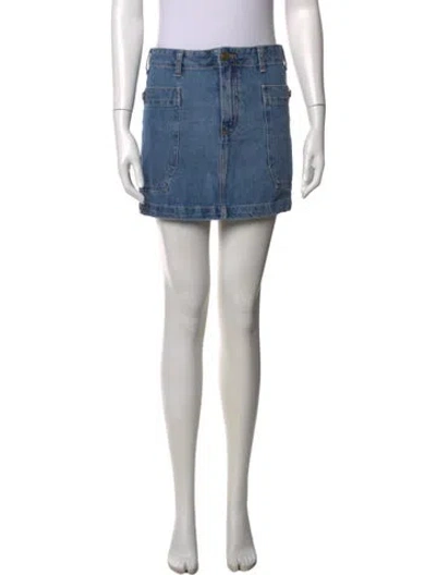 Pre-owned Frame Distressed Accents Mini Skirt In Blue