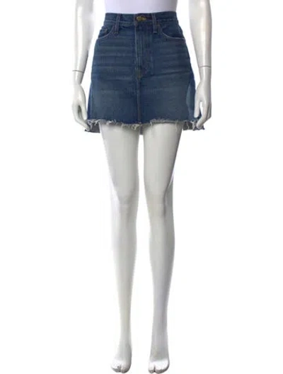 Pre-owned Frame Distressed Accents Mini Skirt In Blue
