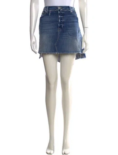 Pre-owned Frame Distressed Accents Mini Skirt In Blue