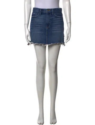 Pre-owned Frame Distressed Accents Mini Skirt In Blue