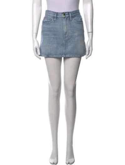 Pre-owned Frame Distressed Accents Mini Skirt In Blue
