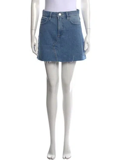 Pre-owned Frame Distressed Accents Mini Skirt In Blue