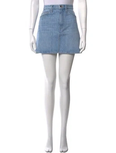 Pre-owned Frame Distressed Accents Mini Skirt In Blue