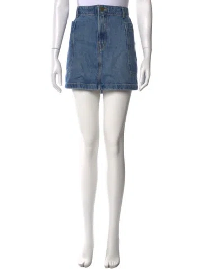 Pre-owned Frame Distressed Accents Mini Skirt In Blue